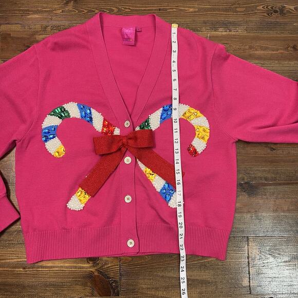 Queen of Sparkles Christmas Candy Cane Cardigan – Special Edition Sequin Holiday - Picture 8 of 10